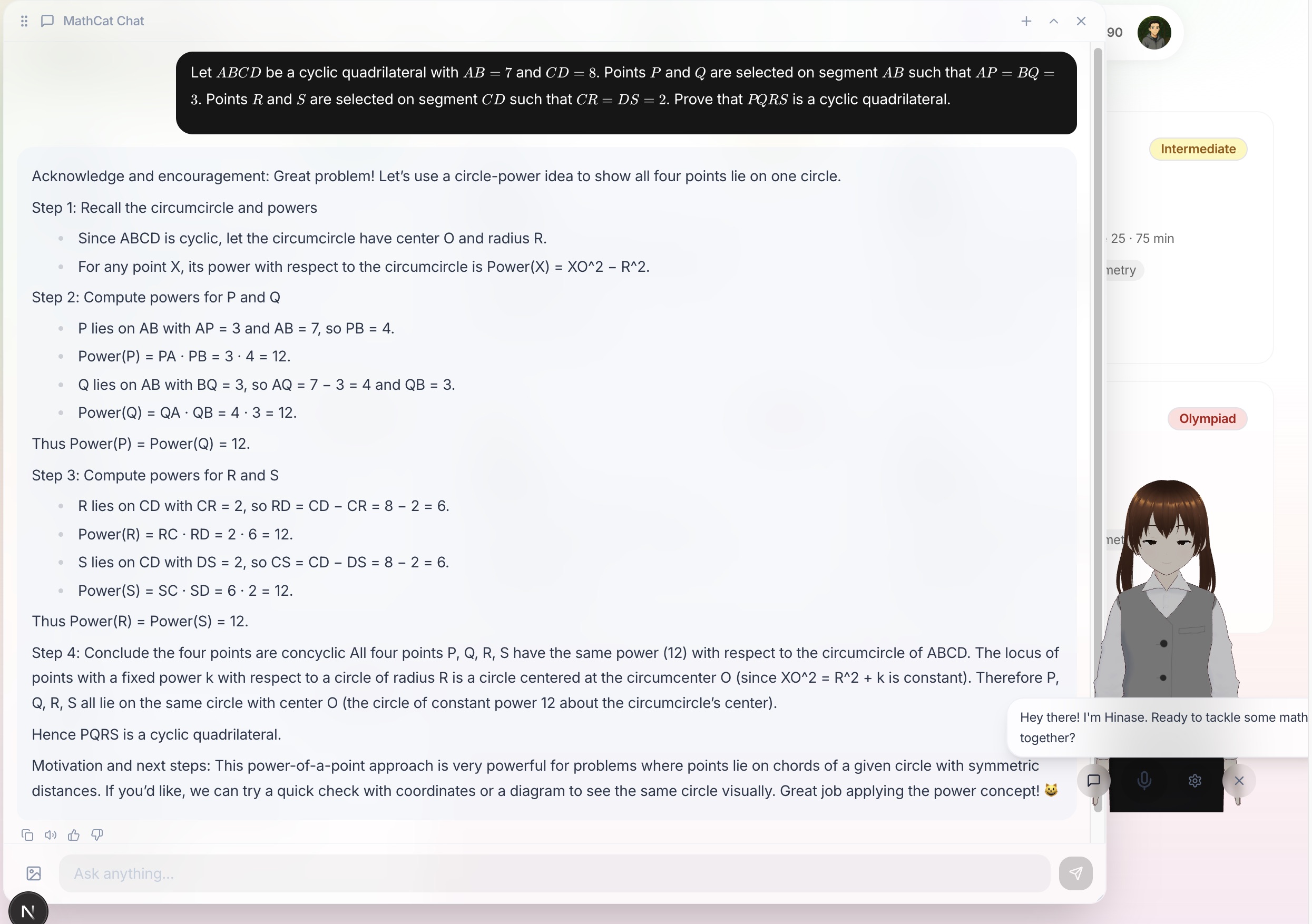 Olympiad problem with step-by-step AI solution